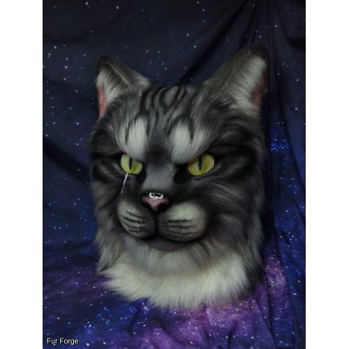 Adorable tabby cat fursuit head with poseable ears