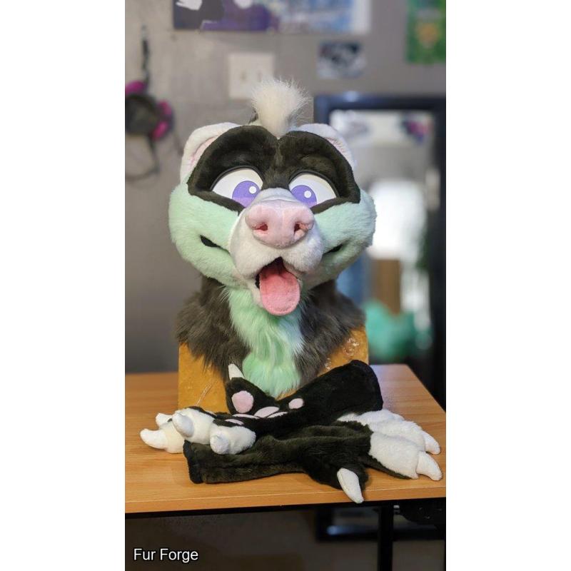 Mint Ferret Fursuit Head + Paws (from 2018 - SUPER CHEAP, NO RESERVE)