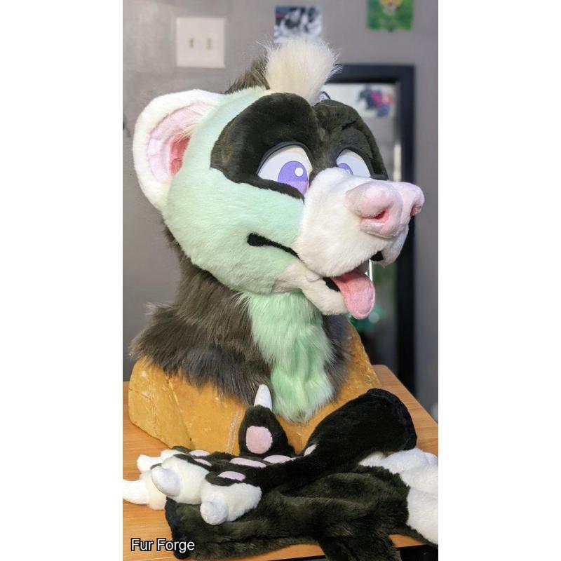 Mint Ferret Fursuit Head + Paws (from 2018 - SUPER CHEAP, NO RESERVE)