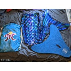 FinFun Ice Dragon Mermaid Tail, AMP monofin, and bag