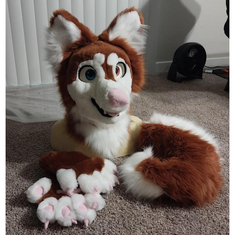Red (Brown) Husky Dog - Toony Mini Partial Premade Fursuit