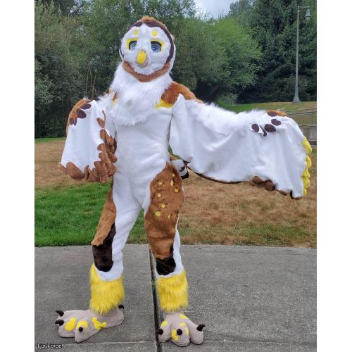 Pre-Owned Barn Owl Fursuit- Foam Head/Moving Jaw