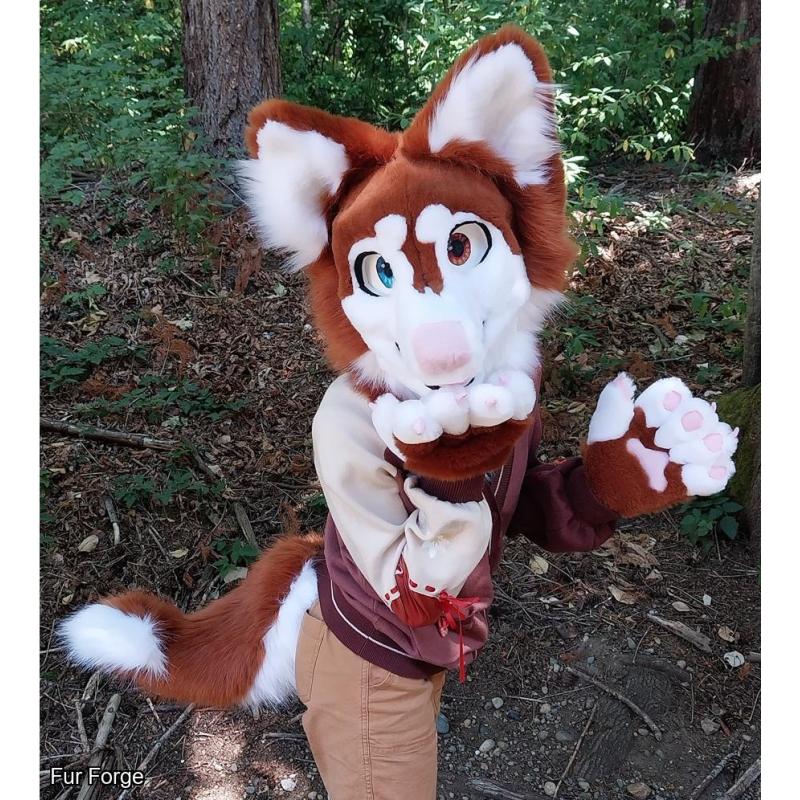 Red (Brown) Husky Dog - Toony Mini Partial Premade Fursuit